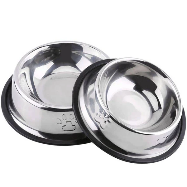 ظرف آب و غذای استیل ضد لغزش طرح پنجه سگ و گربه قطر 30سانتی متر